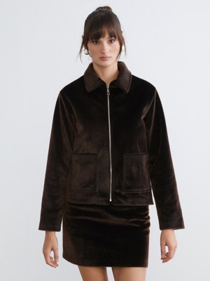 Soulife Gömlek Yaka Kadın Kürk Kaban