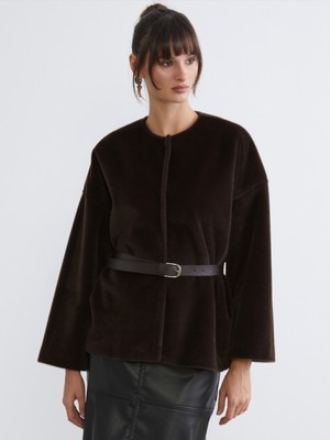 Soulife Bisiklet Yaka Kadın Kürk Kaban