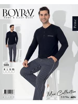 Hazego Boyraz 0405 Erkek Uzun Kol Pijama Takımı