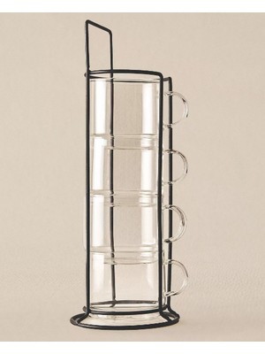 İlk El Grup Standlı Borosilikat 4'lü Fincan Seti  (IEG34)