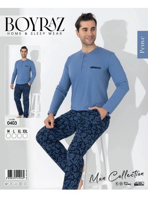 Hazego Boyraz 0403 Erkek Uzun Kol Pijama Takımı