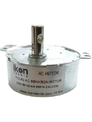 İkon Teknik İKON TEKNİK AC SENKRON MOTOR TYC 50 4 Watt 5 RPM 220 Volt CW/CCW ÇİFT YÖNLÜ  ELEKTRİKLİ ŞÖMİNE MOTORU - VİYOL MOTORU