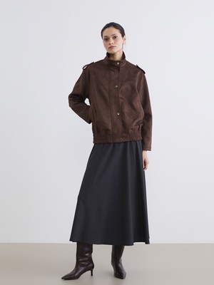 LC Waikiki Modest Gri Beli Fermuarlı Kloş Etek