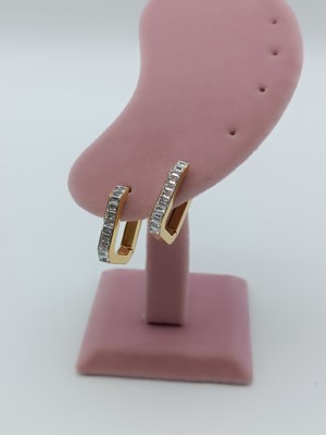 Lagül Aksesuar 316L Çelik Kararmaz Suya Dayanıklı Taşlı Dikdörtgen Model  Küpe