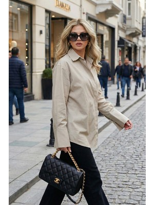 Lela Regular Fit Klasik Yaka Bağlamalı Uzun Kollu Gömlek Bayan Gömlek 6834987