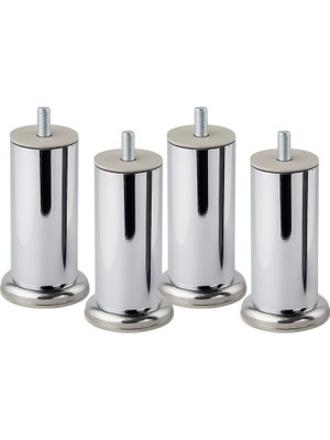 Badem10 Krom 4 Adet Gümüş 12 cm Kalın 51 mm Metal Mobilya Ayağı Dayanıklı Koltuk Kanepe Tv Ünitesi M8 Civata