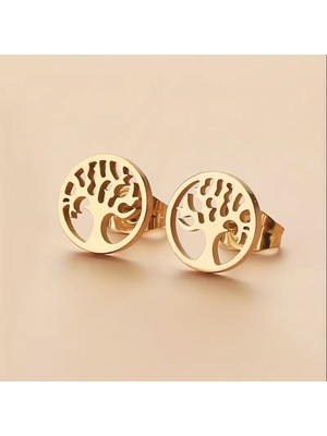 Sevas Gold Altın Renk Kadın Hayat Ağacı Küpe