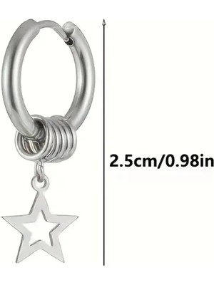 Sevas Gold Beyaz Renk Yıldız Sallantılı Halka Küpe