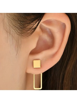 Sevas Gold Kadın Altın Renk Dikdörtgen Küpe