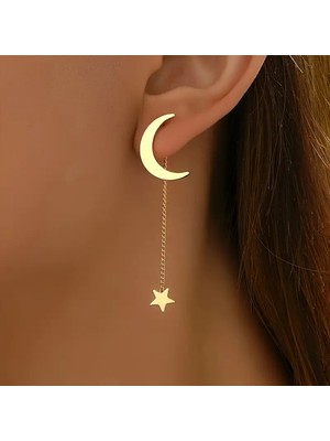 Sevas Gold Kadın Altın Renk Ay Yıldız Küpe