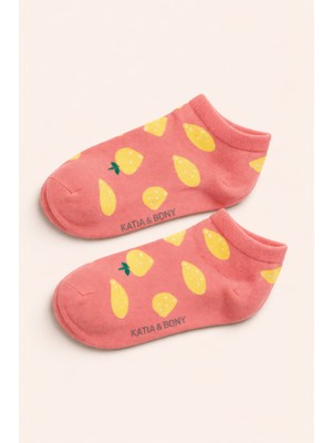 Kız Çocuk Meyve Desenli Patik Çorap Pembe