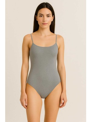 Sedef Yıldızı Kadın Çıtçıtlı Badi Gri Pamuklu