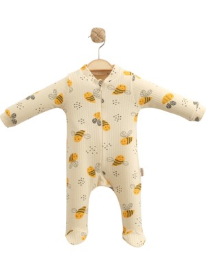 Arı Desenli Fermuarlı Bebek Çocuk Tulumu