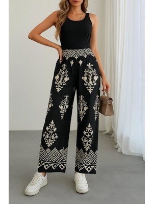 Wmpulse Kadın Yüksek Bel Desenli Lastikli Süprem Pantolon