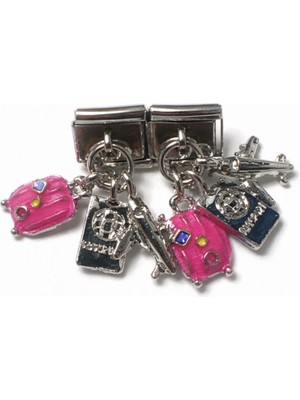 Poseidons Jewellery Valiz, Fotoğraf Makinesi ve Uçak Figürlü Italyan Charm