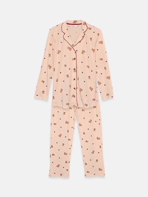 LC Waikiki Dream Bej Gömlek Yaka Hamile Pijama Takımı