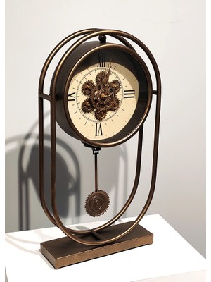 Livenda Özel Tasarım Metal  Çarklı Masa Saati ALK5119