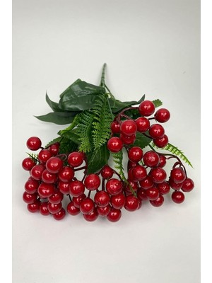 Gfc Life Store Kırmızı Kokina Demeti Kokina Çiçeği Yılbaşı Süsü Yılbaşı Ağacı Süsü Kırmızı Yeşil