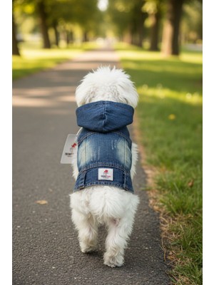 Trendypati Köpek Kot Yelek – Şık Ve Dayanıklı Kot Kumaş, Köpekler İçin Kot Kıyafet ,Kapşonlu Kolsuz Kot Yelek