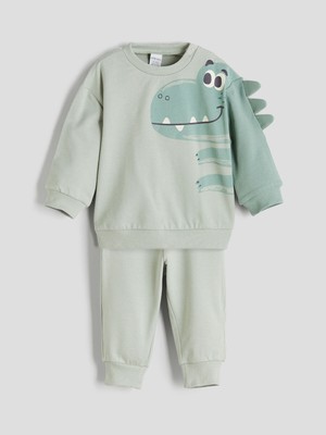 LC Waikiki Baby Yeşil Dinozor Baskılı Erkek Bebek Eşofman