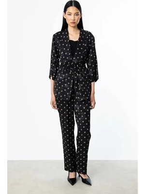 Ekol Beli Lastikli Desenli Pantolon 4244