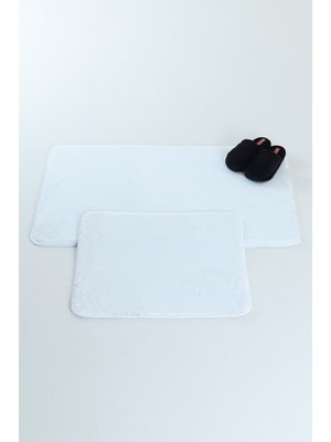 Bella Home 2\'li Puffy Klozet Takımı - Yıkanabilir - Kaymaz Taban - Beyaz