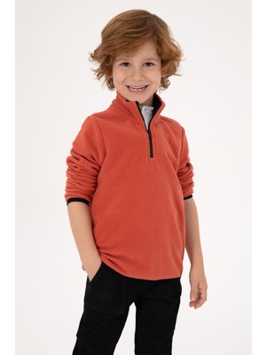 U.S. Polo Assn. Erkek Çocuk Gül Kurusu Fermuarlı Yaka Sweatshirt 50313841-VR026
