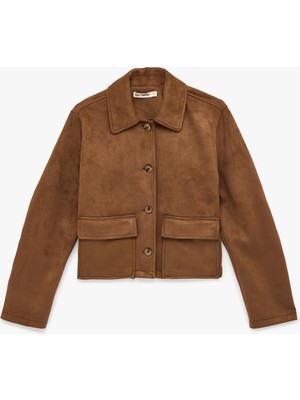 Koton Regular Fit Cepli Uzun Kollu Suni Süet Ceket