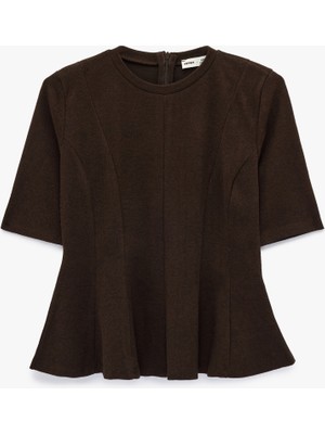 Koton x Şahika Ercümen - Kısa Kollu Bisiklet Yaka Peplum Tişört