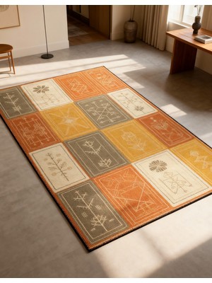 Rose'n Home Arte HD004 Figürlü Modern Dekoratif Şönil Salon Oturma Odası Mutfak Halısı