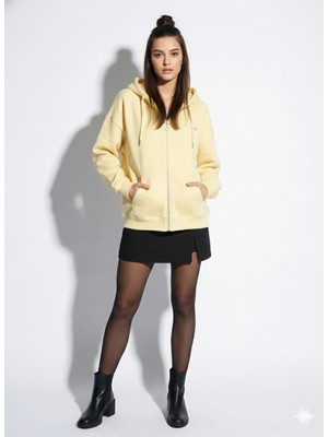 Ribana Classic Unısex 3 Iplik Pamuklu Şardonlu Içi Polarlı Regular Fit Rahat Kalıp Kapşonlu Fermuarlı Kalın Hırka