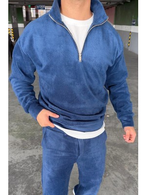 Mass Plus Unisex Slimfit Yarım Fermuarlı Dik Yaka Polar Sweatshirt