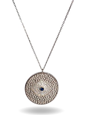 925 Ayar Gümüş Zirkon Taşlı Gümüş Tasarım Nazar Boncuk Göz Kadın Kolye Anneler Günü Hediye