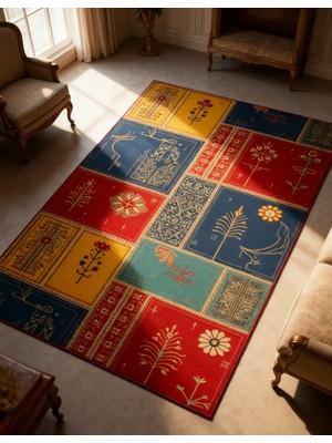 Rose'n Home Arte HD003 Çiçek Figürlü Modern Dekoratif Şönil Salon Oturma Odası Mutfak Halısı