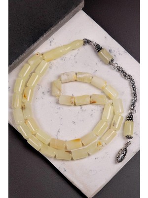 Tesbihkenti 21.5 gr Kapsül Gümüş Püsküllü Damla Kehribar Tesbih