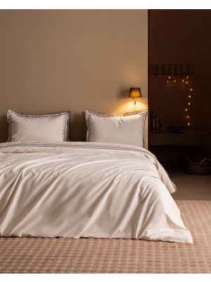 Madame Coco Gao Çift Kişilik %100 Pamuk Nakışlı Yıkamalı Nevresim Takımı - Ekru