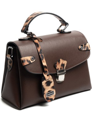 Silver Polo  Kadın Omuz Çantası 1159-48050 Sılver Polo Bayan Çantası M105 Kahve-Mat Leopar Taba