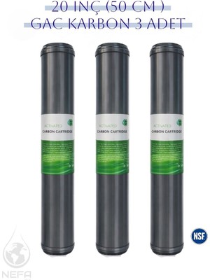 Nefa 20 Inç Su Arıtma Cihazları Için -Gac Karbon- Filtre (3 Adet)