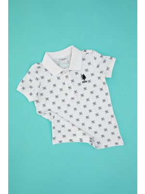 U.S. Polo Assn. Erkek Çocuk Beyaz Tişört Pamuk Karışımlı Düz Yaka Kolsuz Trend Stil