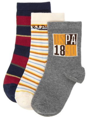 U.s. Polo Assn. Erkek Çocuk Gri Melanj Çorap (Soket) 50318047-VR086