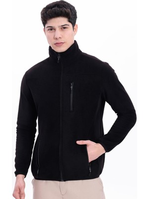 Freemen Erkek Dik Yaka Göğüs Cepli Fermuarlı Sıcak Tutan Polar Ceket
