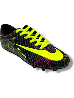 Walked 037-26 Erkek Halı Saha Çivili Krampon Siyah Sarı