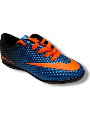 Walked 401-26 Çocuk Halı Saha Ayakkabı Mavi Turuncu 28-35