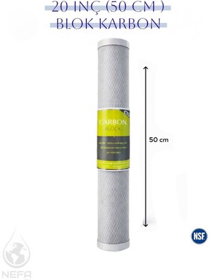 Nefa 20 Inç Su Arıtma Cihazları Için -Blok Carbon- Filtre (1 Adet)