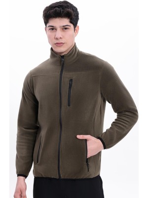Freemen Erkek Dik Yaka Göğüs Cepli Fermuarlı Sıcak Tutan Polar Ceket