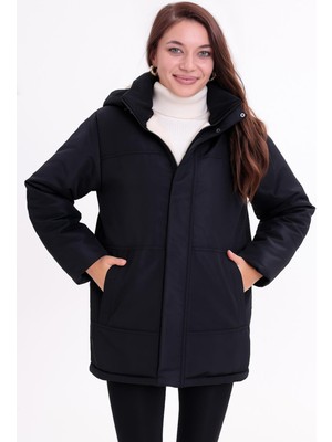 Freemen Kadın Içi Kürklü Çıkma Kapüşon Su ve Rüzgar Geçirmez Kapüşonlu Kışlık Mont & Kaban & Parka