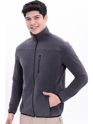 Freemen Erkek Dik Yaka Göğüs Cepli Fermuarlı Sıcak Tutan Polar Ceket