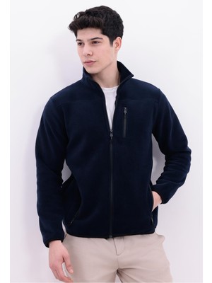 Freemen Erkek Dik Yaka Göğüs Cepli Fermuarlı Sıcak Tutan Polar Ceket