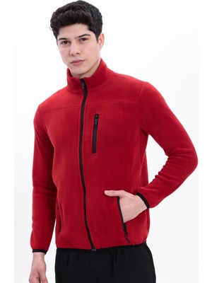 Freemen Erkek Dik Yaka Göğüs Cepli Fermuarlı Sıcak Tutan Polar Ceket