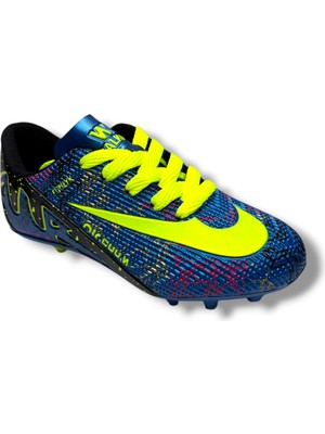 Walked 037-26 Erkek Çocuk Halı Saha Çivili Krampon Mavi Sarı 31-35